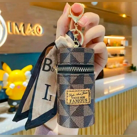 Accessories - Stylish Mini Bag Charm w Scarf for Lipstick, Earbuds, Car keys w Keychain Clip